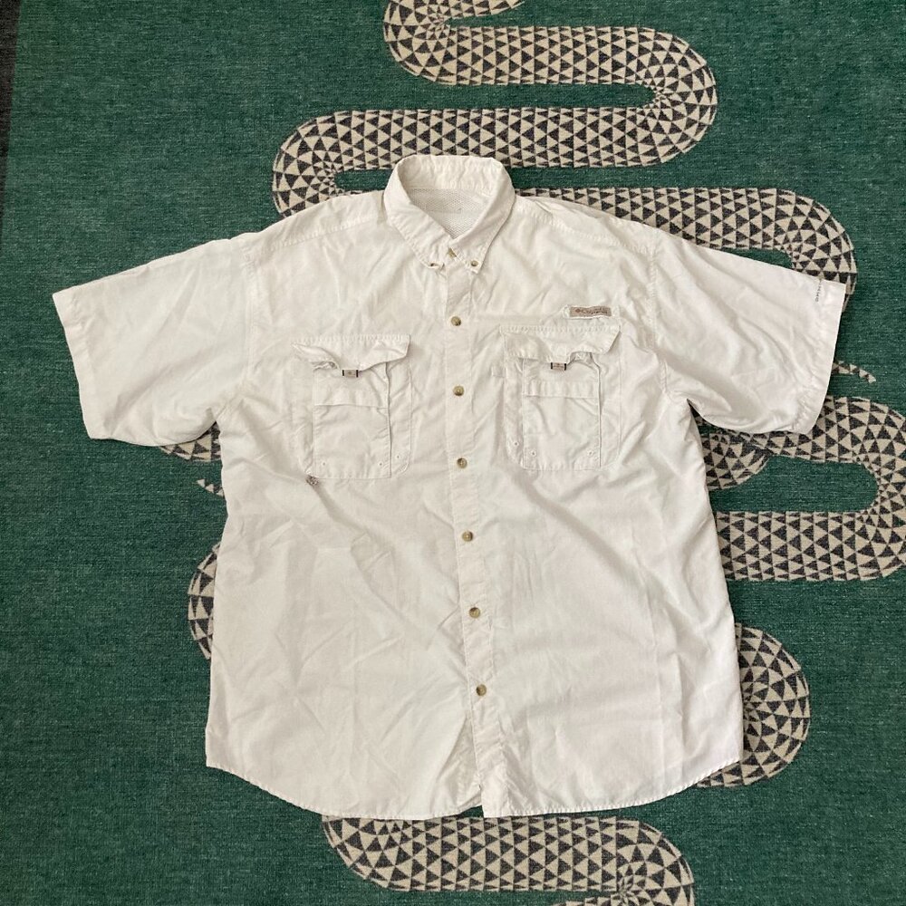 Men’s Columbia PFG Bahama II Short Sleeve Shirt (White)